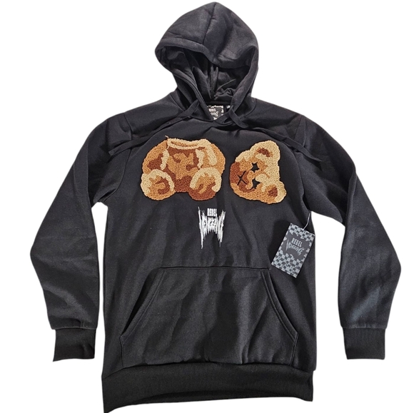 NWT Rebel Vengance Black Dead Bear Hoodie Size Medium - Picture 1 of 5